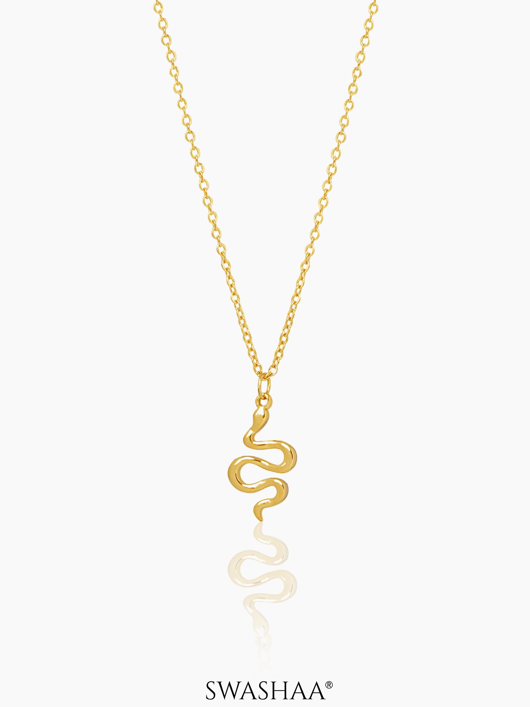 Stella Snake Charm 18K Gold Plated Chain Pendant Necklace