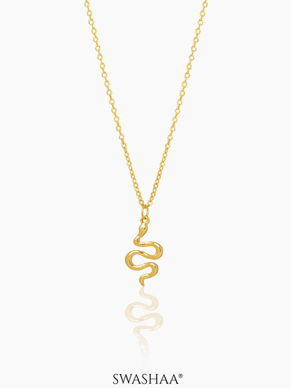 Stella Snake Charm 18K Gold Plated Chain Pendant Necklace