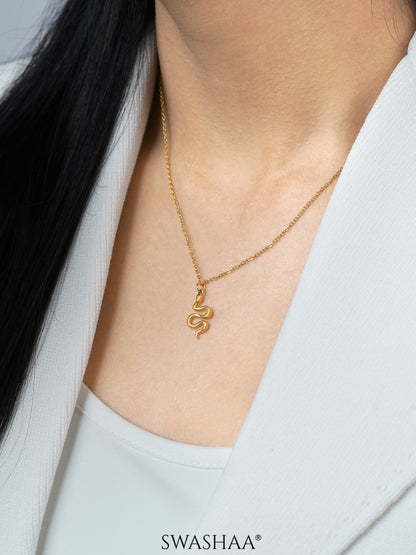 Stella Snake Charm 18K Gold Plated Chain Pendant Necklace