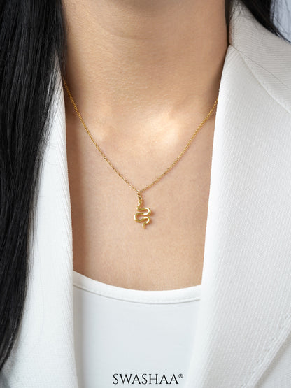 Stella Snake Charm 18K Gold Plated Chain Pendant Necklace