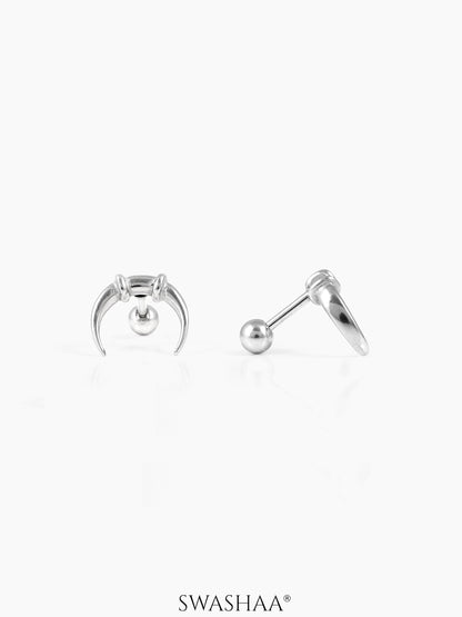 Steven Crescent Moon Men's Claw Studs Earrings