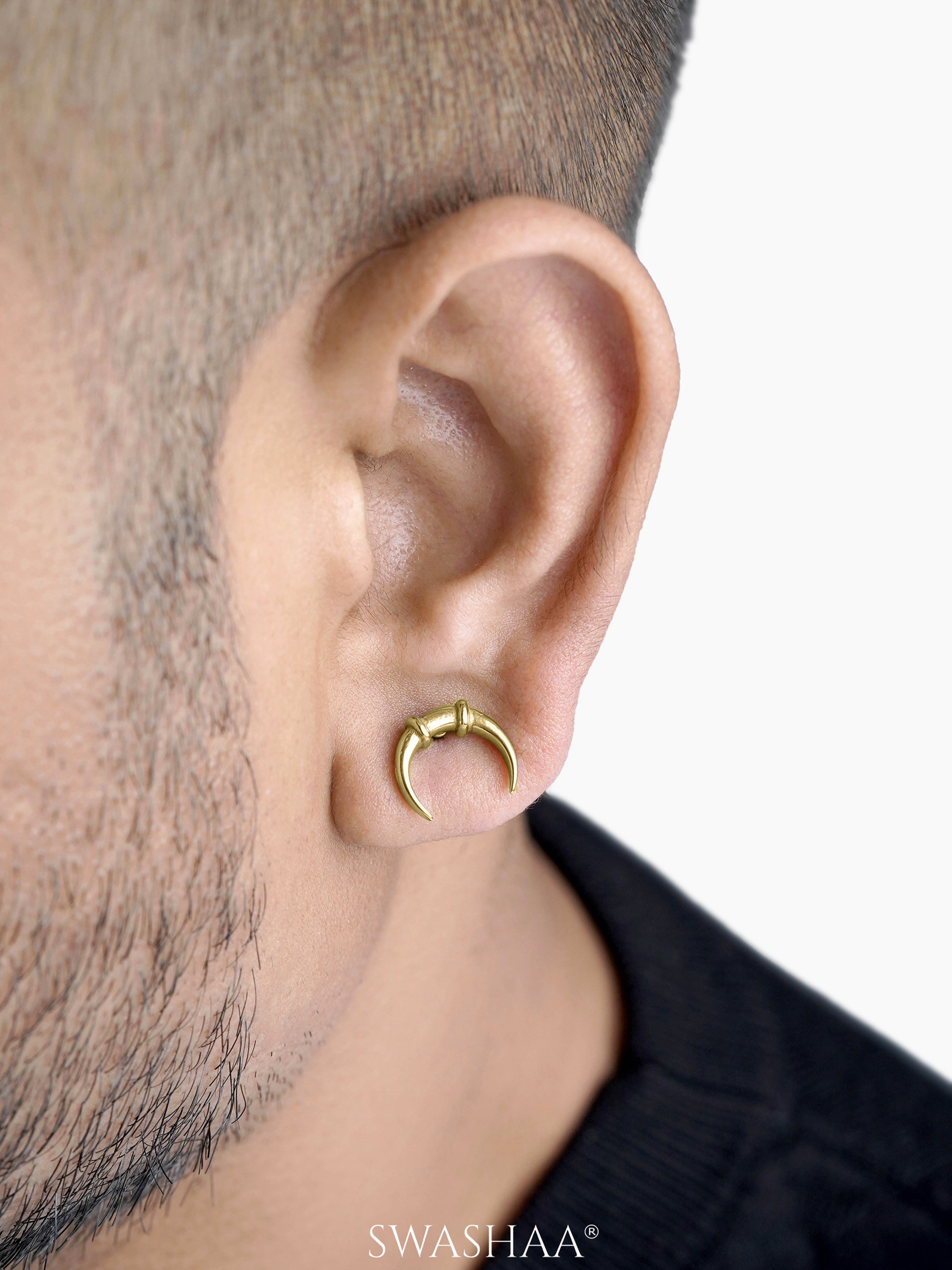 Steven Crescent Moon Men's Claw Studs Earrings