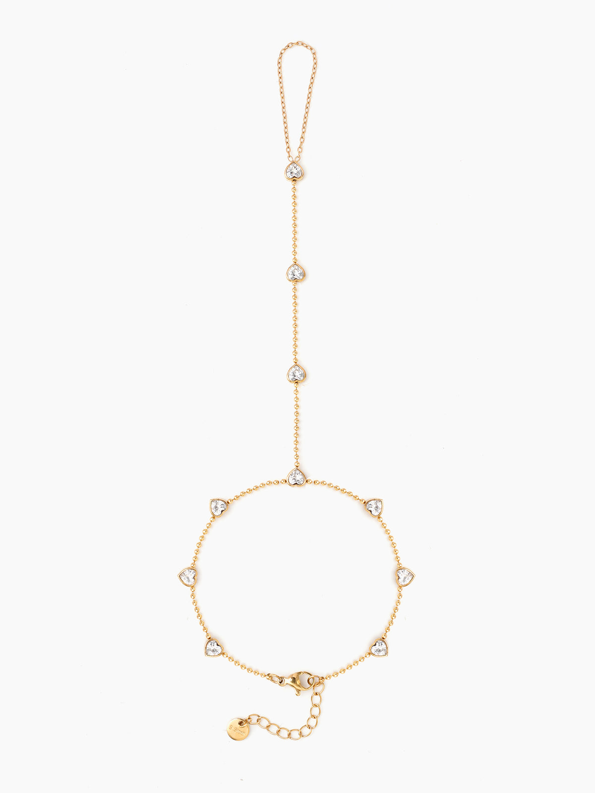 Stormi Diamond Heart 18K Gold Plated Women's Ring Bracelet