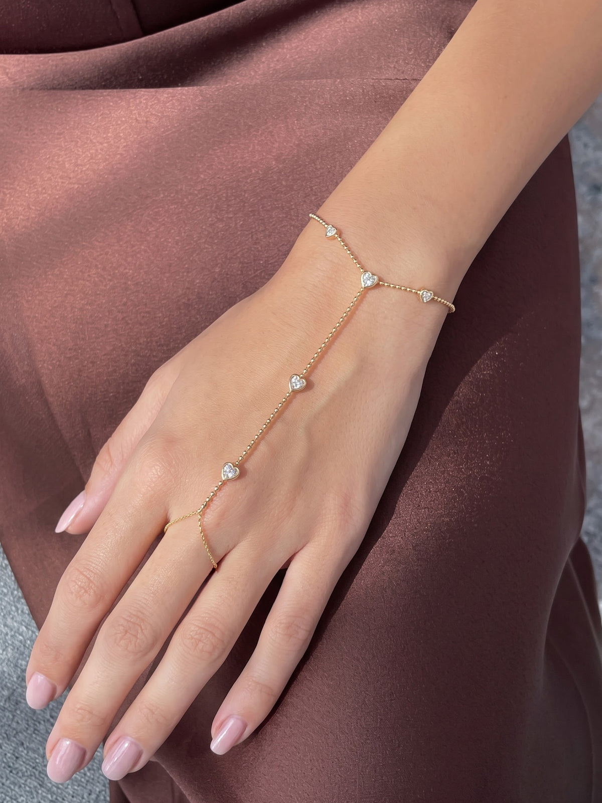 Stormi Diamond Heart 18K Gold Plated Women's Ring Bracelet