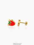 Strawberry Charm 18K Gold Plated Kid's Stud Earrings