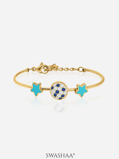 Striker Football 18K Gold Plated Kid's Cuff Kada Bracelet