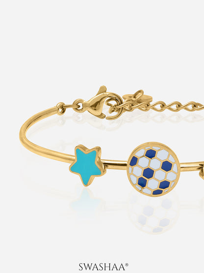 Striker Football 18K Gold Plated Kid's Cuff Kada Bracelet