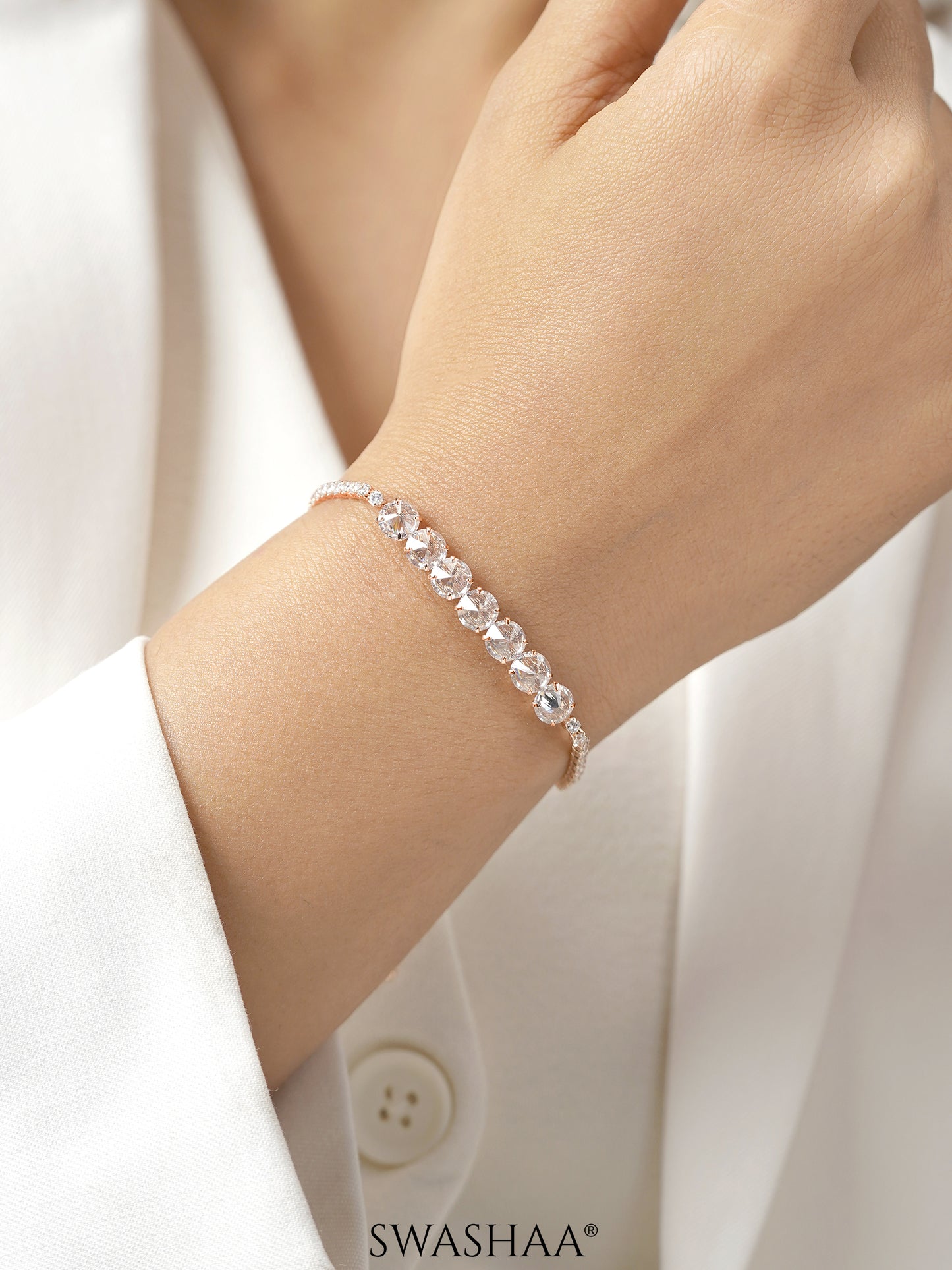 Studded Diamond Rosegold Plated Bracelet