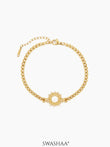 Sun And Pearl 18K Gold Plated Bracelet