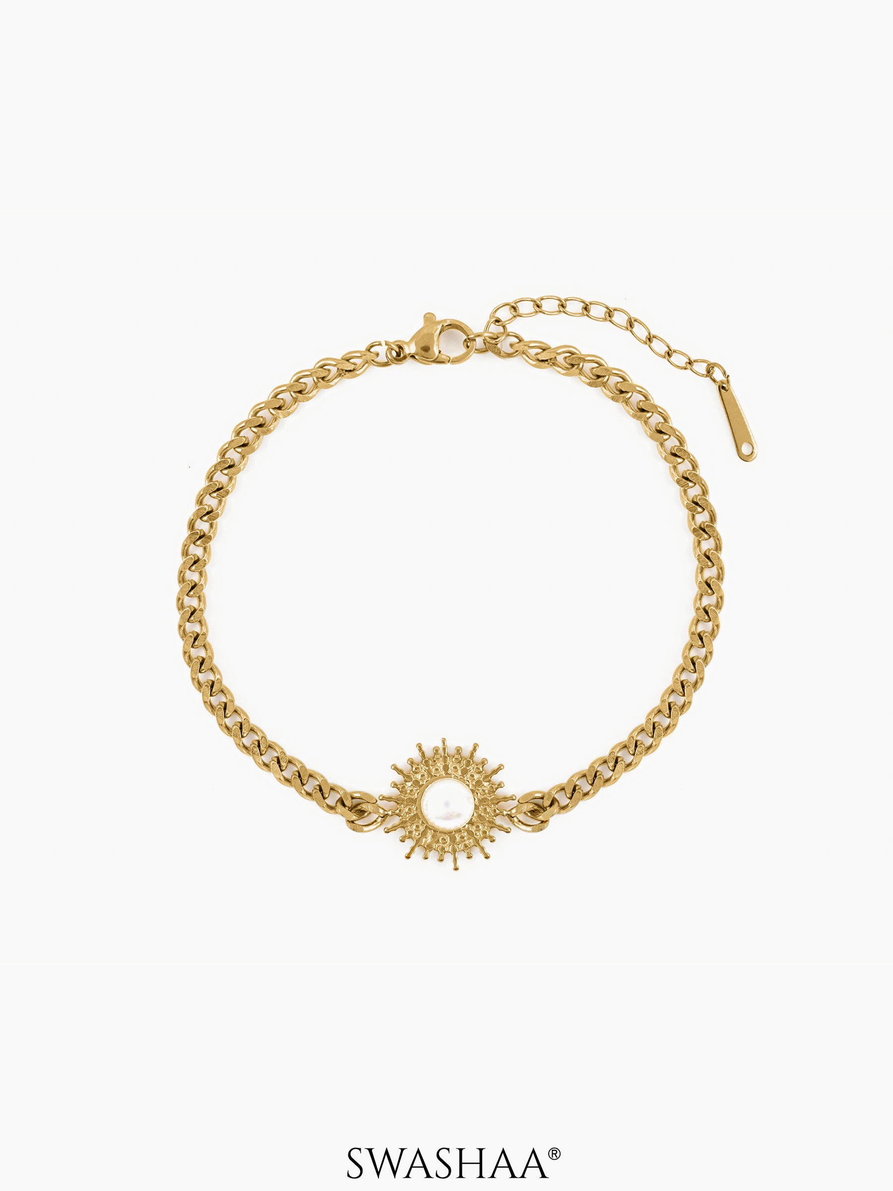 Sun And Pearl 18K Gold Plated Bracelet