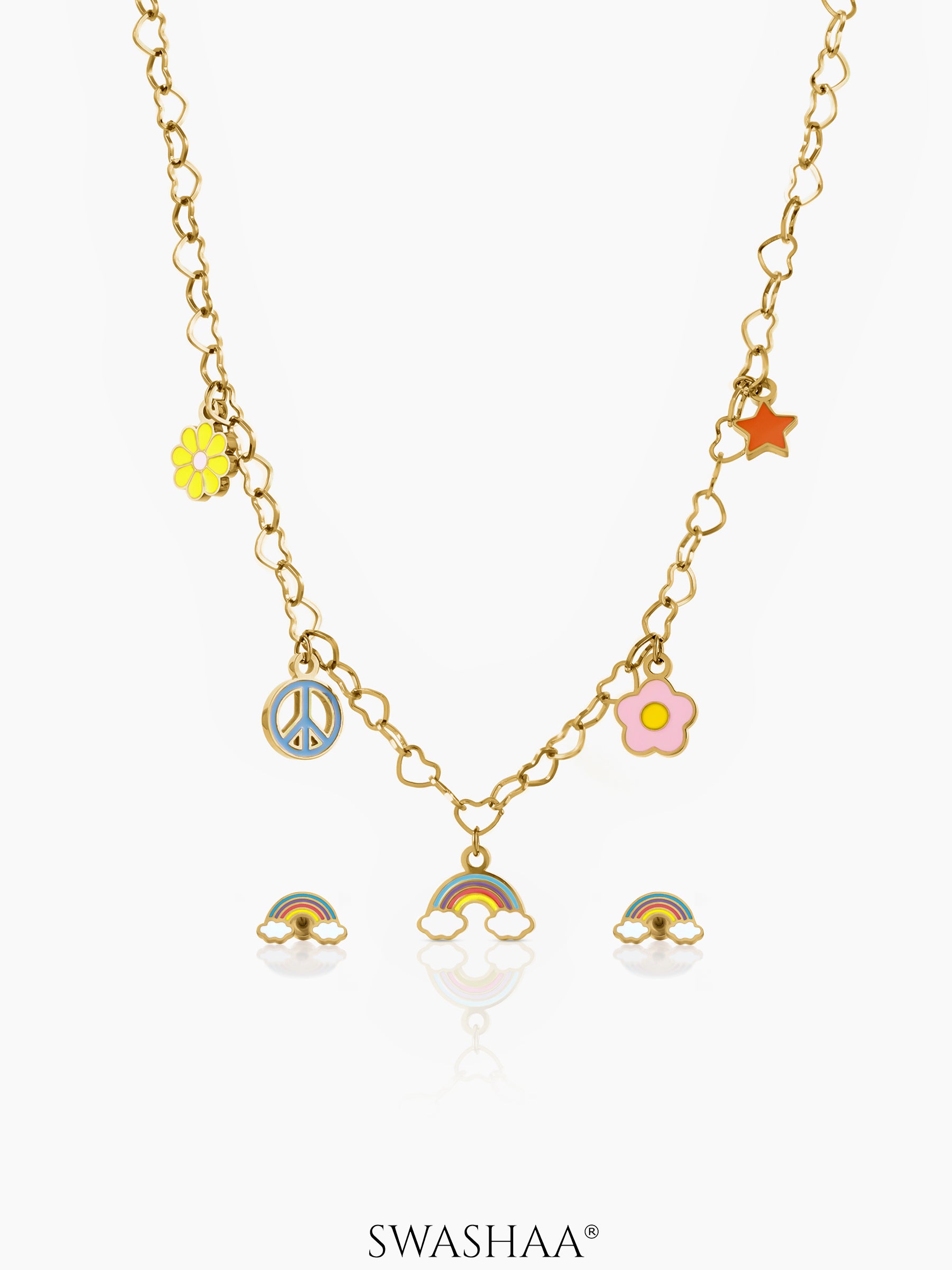 Sunday Charms Kid's Jewelry Set Of 2 - Necklace & Earrings - Swashaa