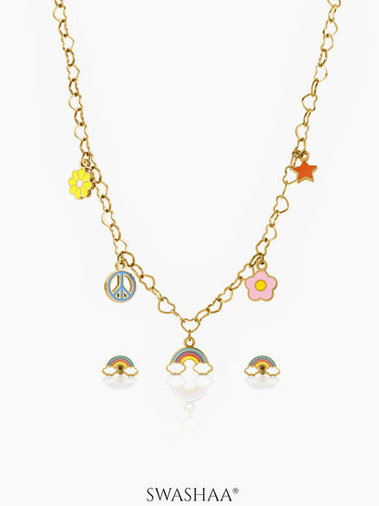 Sunday Charms Kid's Jewelry Set Of 2 - Necklace & Earrings - Swashaa