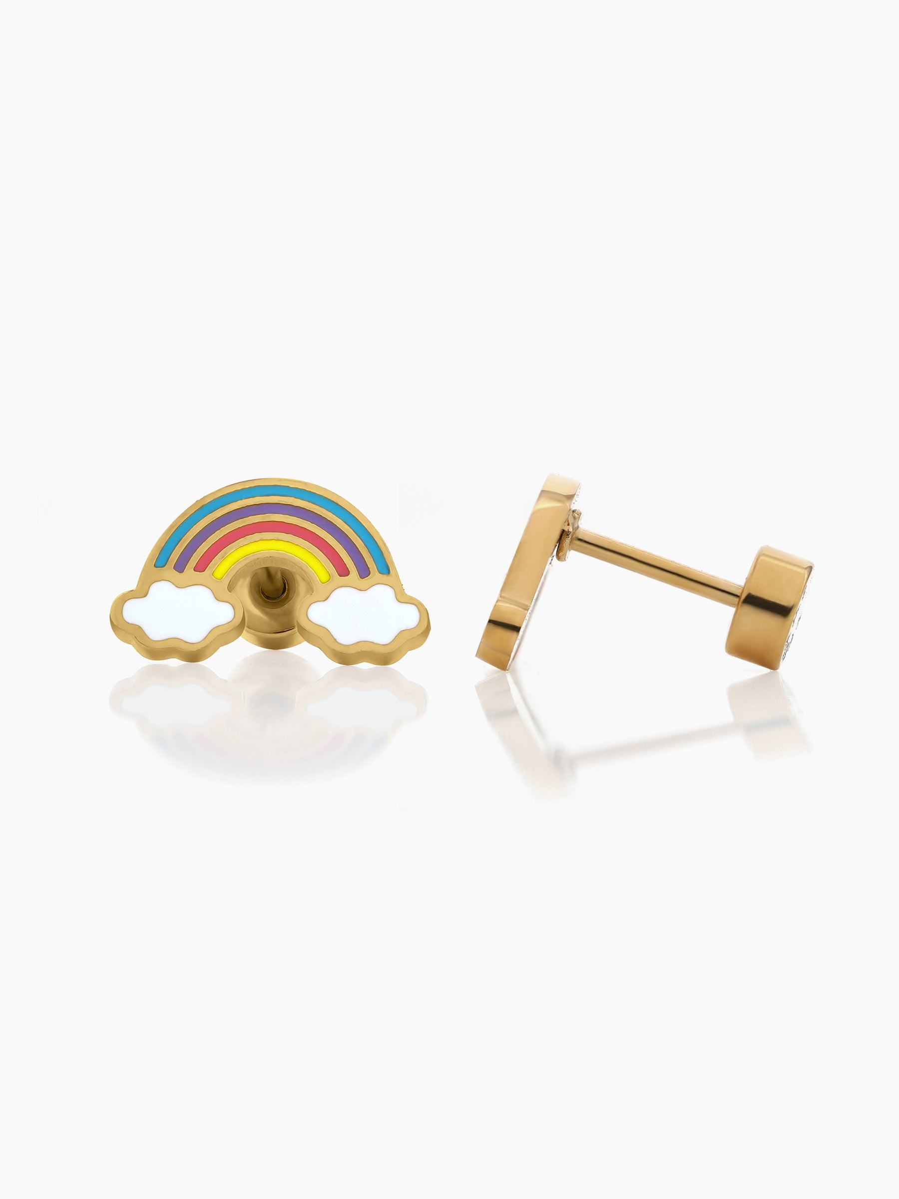 Sunday Rainbow Charm 18K Gold Plated Kid's Stud Earrings