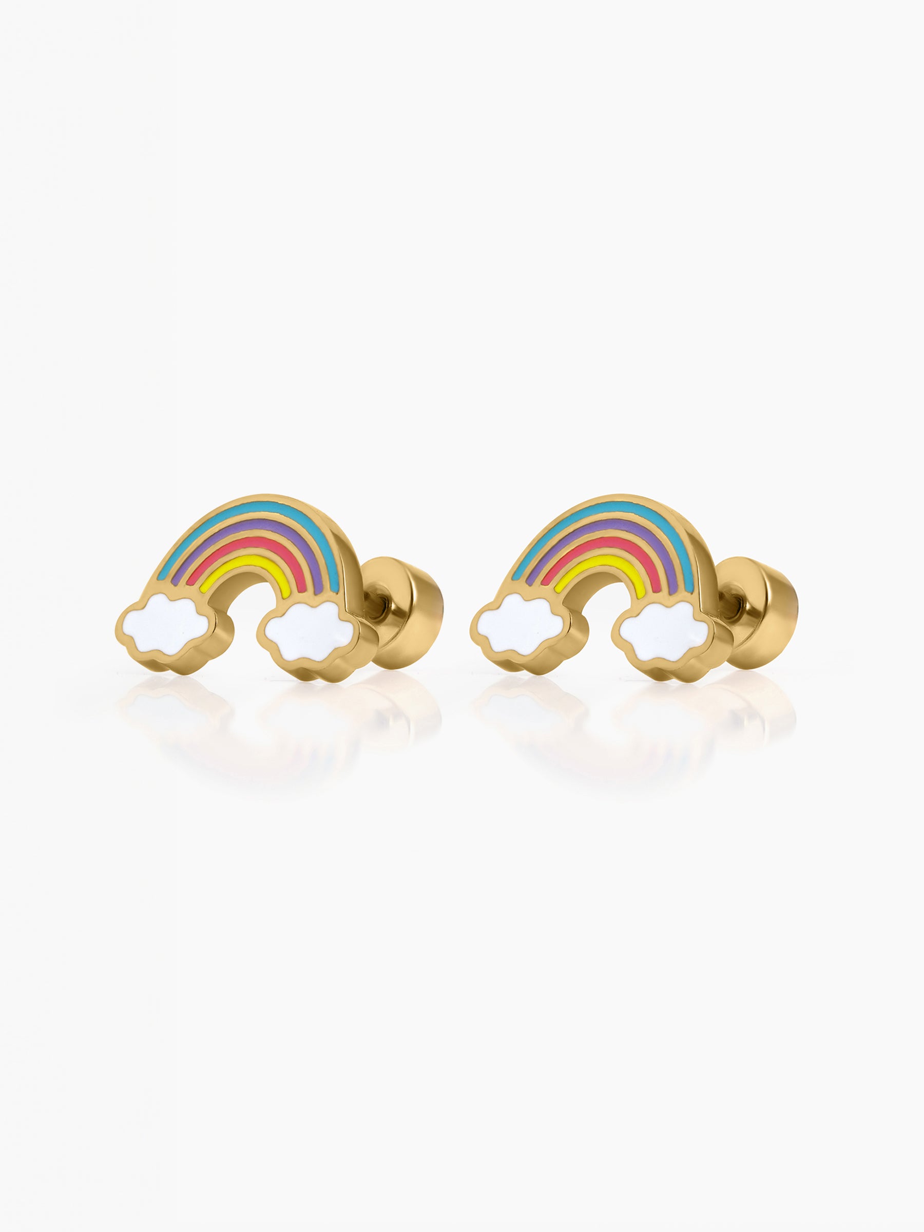 Sunday Rainbow Charm 18K Gold Plated Kid's Stud Earrings
