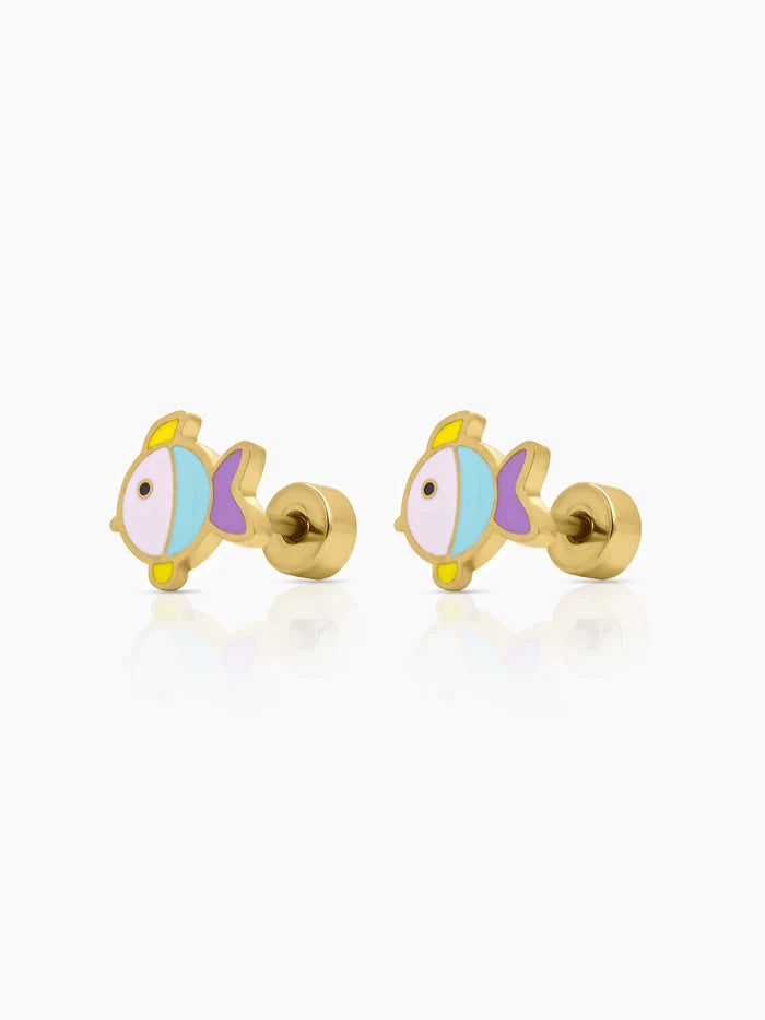 Sunny Fin Fish 18K Gold Plated Kid's Earrings - Swashaa