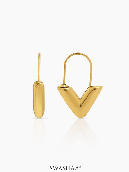 Svara V-Drop 18K Gold Plated Hoop Earrings