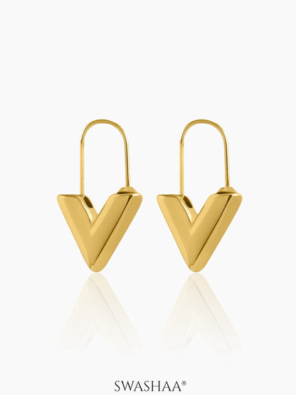 Svara V-Drop 18K Gold Plated Hoop Earrings
