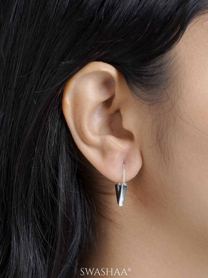 Svara V-Drop Silver Hoop Earrings