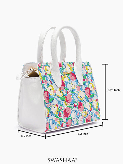 Sweet Scent Blue White Multicolor Women's Leather Sling Bag