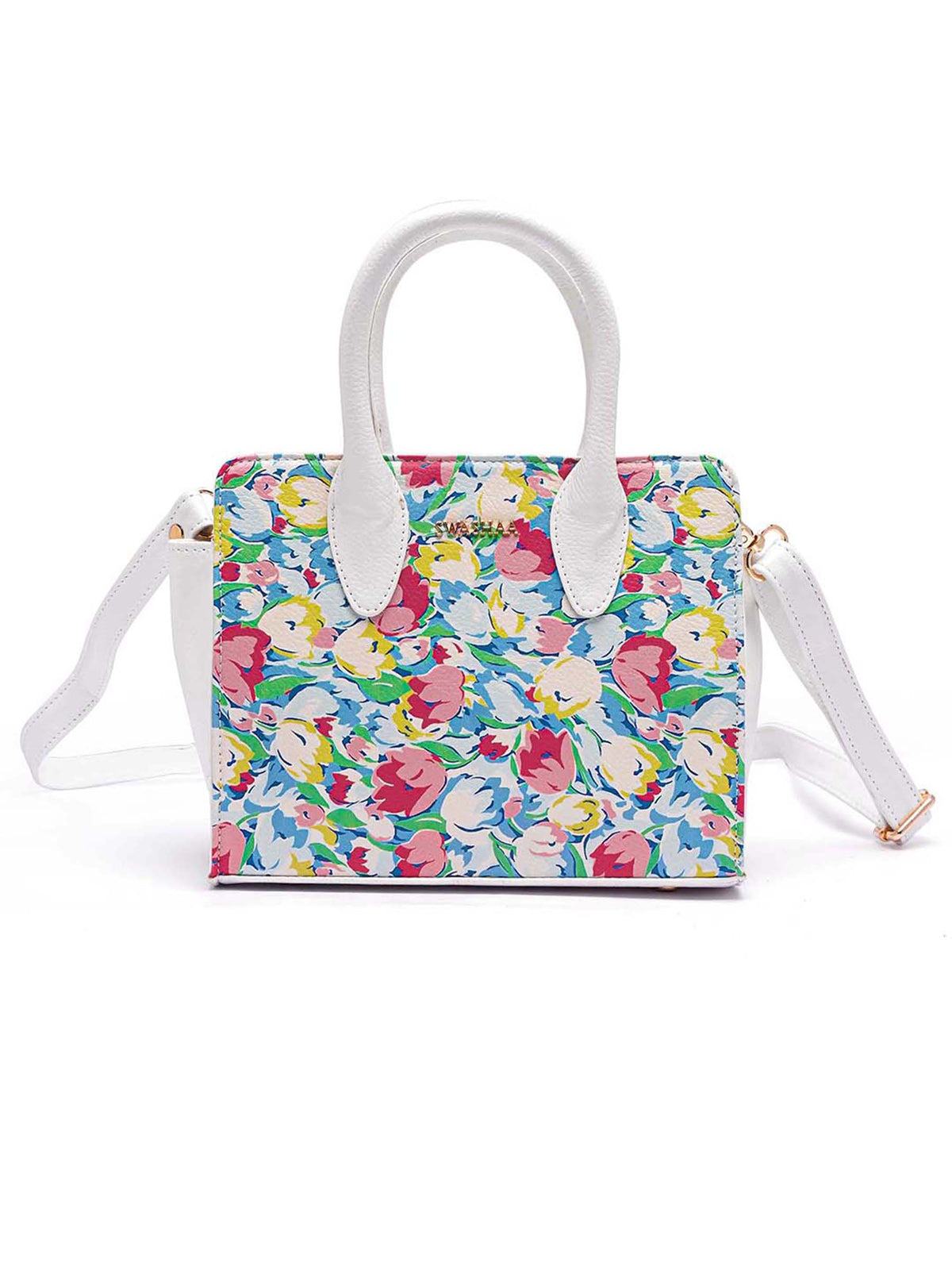 Sweet Scent Blue White Multicolor Women's Leather Sling Bag
