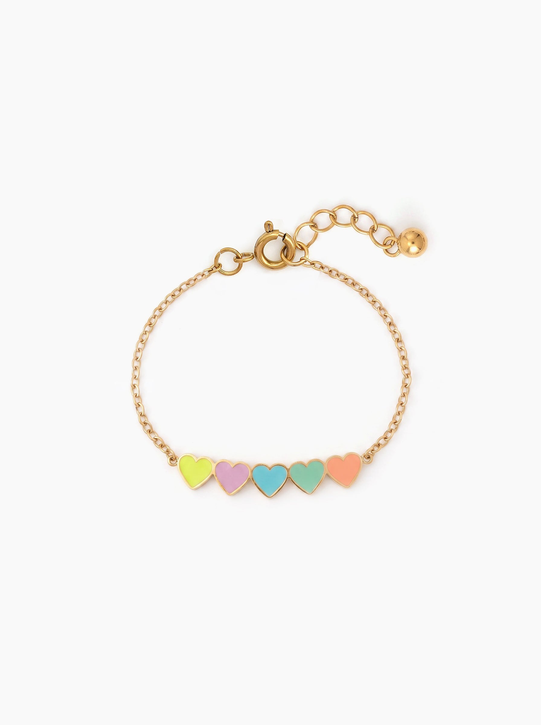 Sweetheart Multicolour Heart Charms 18K Gold Plated Kid's Bracelets