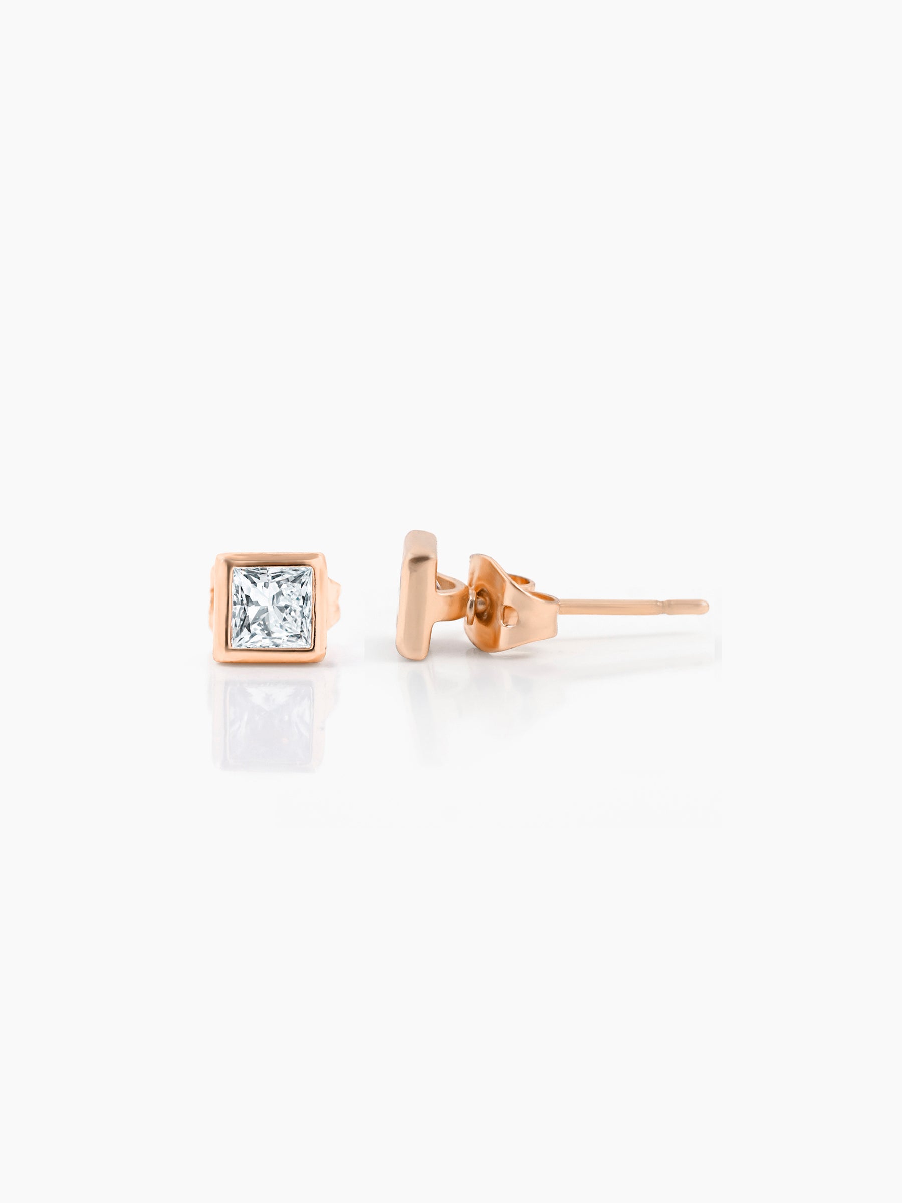 Swift Diamond Solitaire Rosegold Plated Men's Stud Earrings