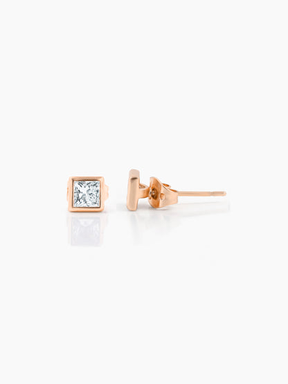 Swift Diamond Solitaire Rosegold Plated Men's Stud Earrings