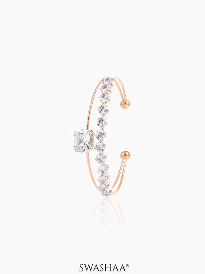 Tabitha Two Layered Diamonds Rosegold Plated Cuff Bracelet