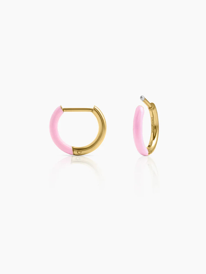 Taffy Pink Charm 18K Gold Plated Kid's Hoop Earrings