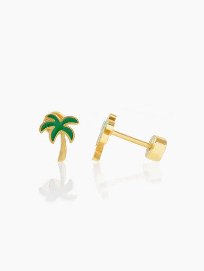 Tall Coconut Charm 18K Gold Plated Kid's Stud Earrings