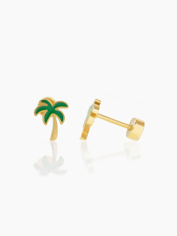 Tall Coconut Charm 18K Gold Plated Kid's Stud Earrings