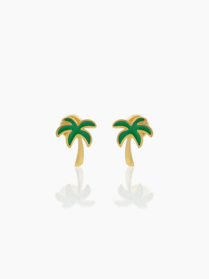 Tall Coconut Charm 18K Gold Plated Kid's Stud Earrings