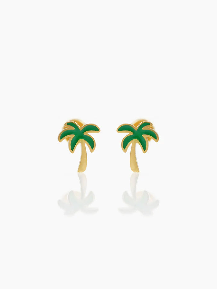 Tall Coconut Charm 18K Gold Plated Kid's Stud Earrings