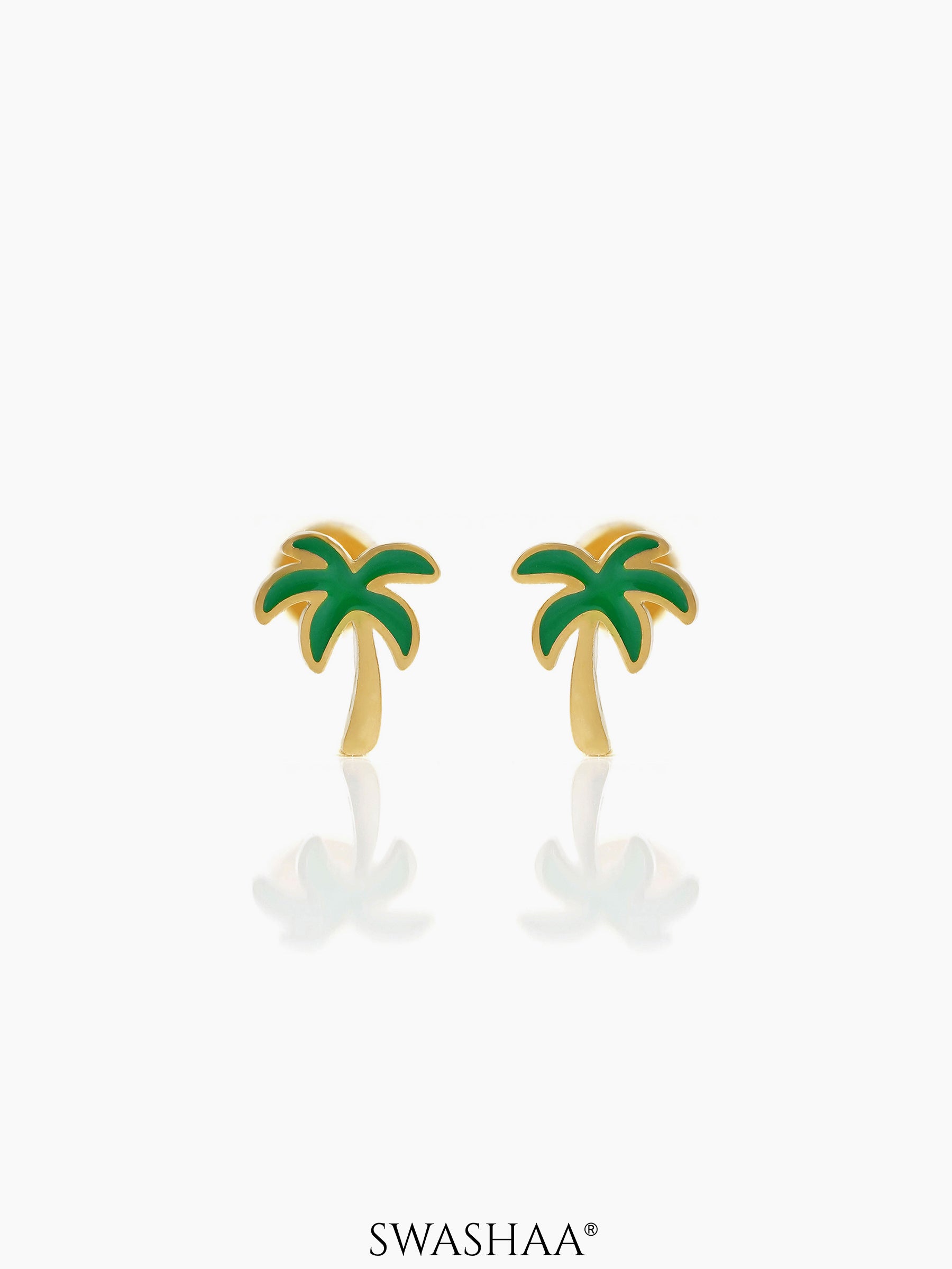 Tall Coconut Charm 18K Gold Plated Kid's Stud Earrings