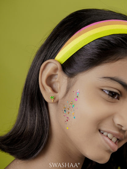 Tall Coconut Charm 18K Gold Plated Kid's Stud Earrings