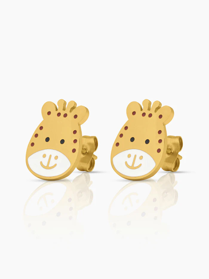 Tall Tots Giraffe Charm 18K Gold Plated Kid's Stud Earrings