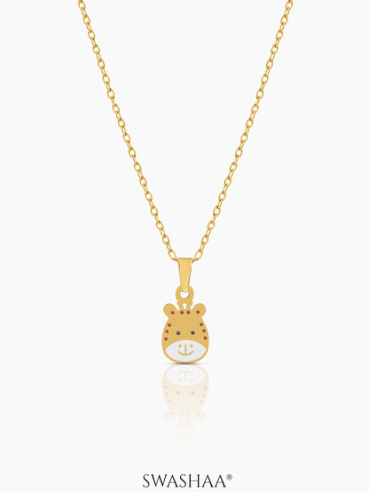 Tall Tots Giraffe Charm 18K Gold Plated Kid's Chain Pendant Necklace
