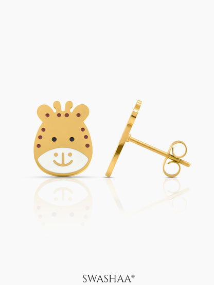 Tall Tots Giraffe Charm 18K Gold Plated Kid's Stud Earrings