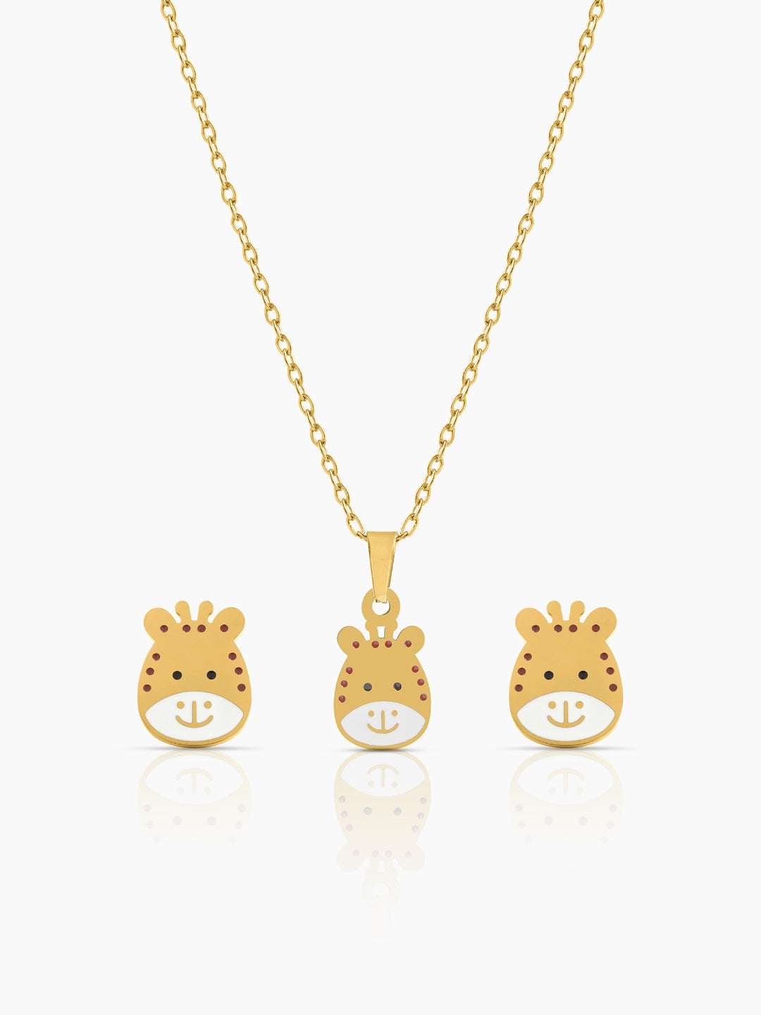 Tall Tots Giraffe 18K Gold Plated Kid's Jewelry Set Of 2 - Necklace & Earrings - Swashaa