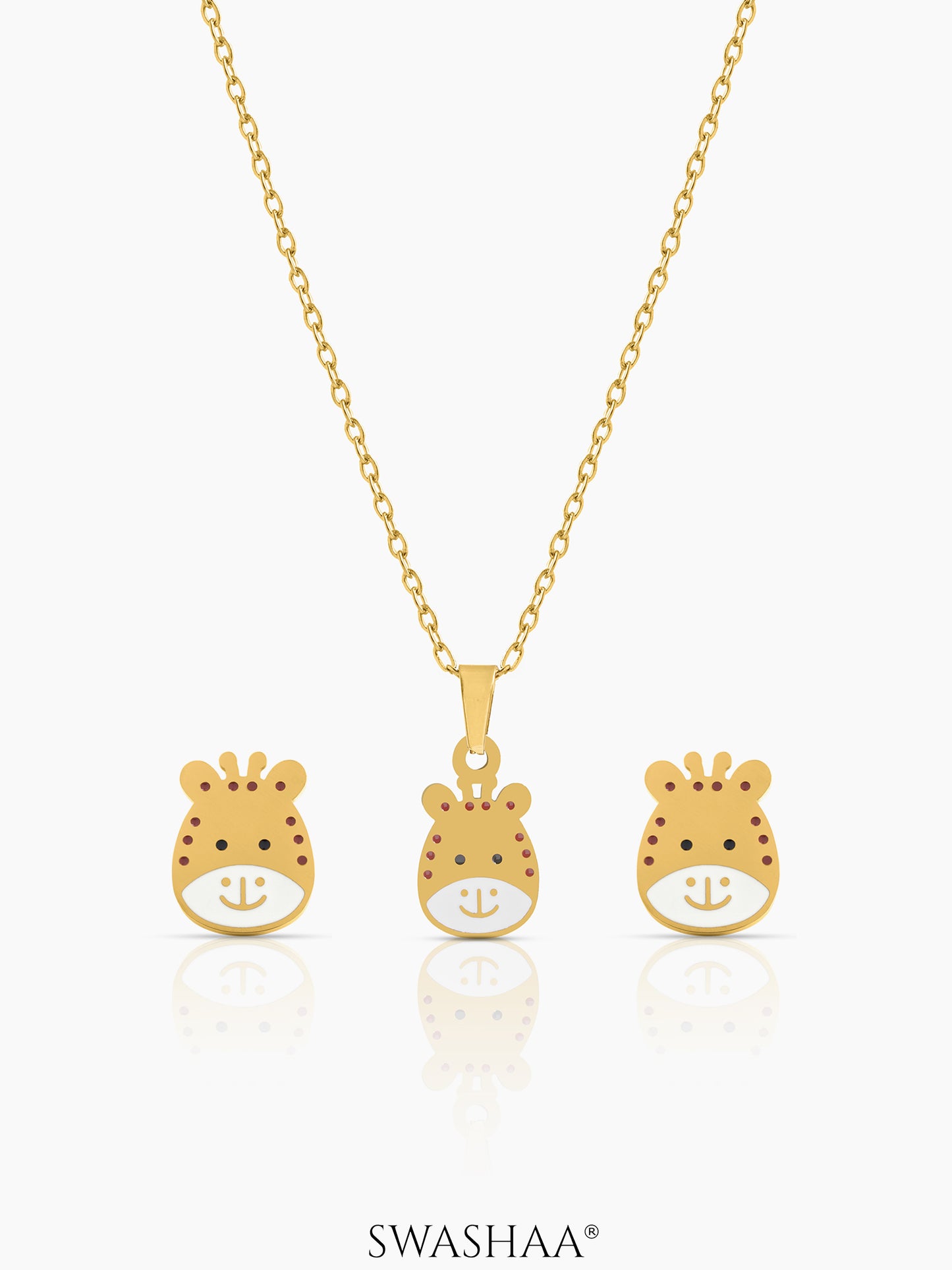 Tall Tots Giraffe Kid's Jewelry Set Of 2 - Necklace & Earrings
