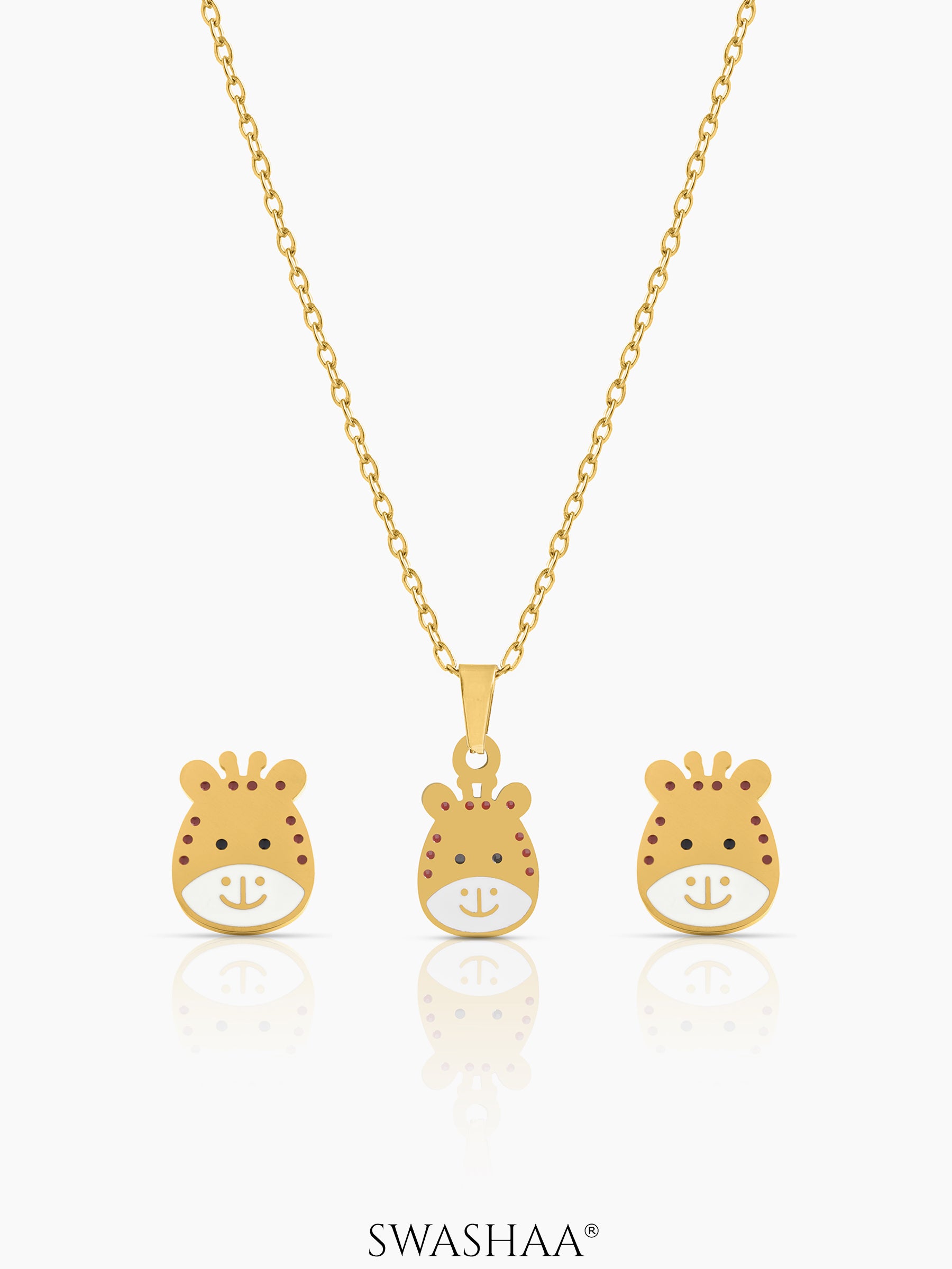 Tall Tots Giraffe Kid's Jewelry Set Of 2 - Necklace & Earrings