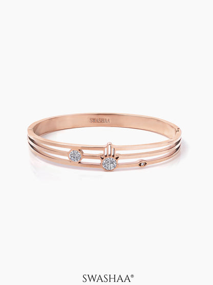 Tamara Hamsa Diamond Evil Eye Rosegold Plated Band Bracelet