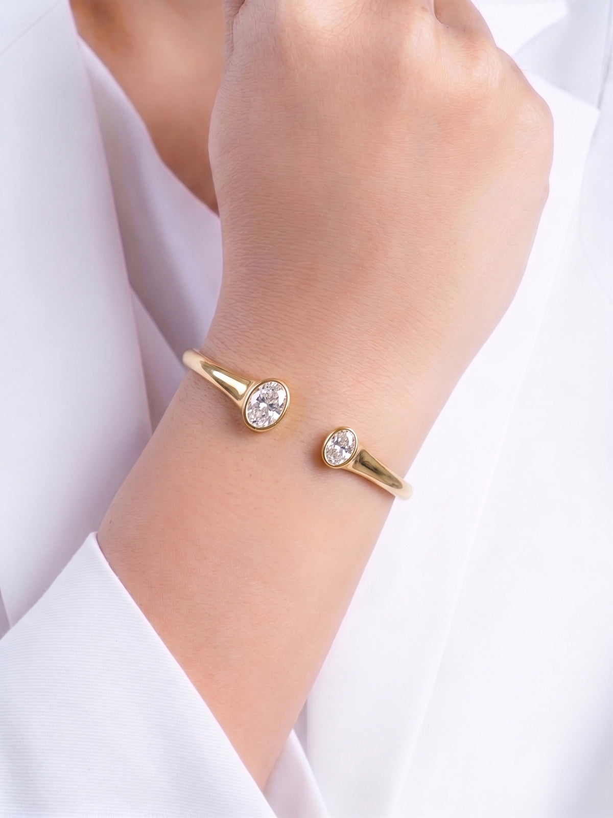 Tamira Solitaire 18K Gold Plated Women's Cuff Bracelets