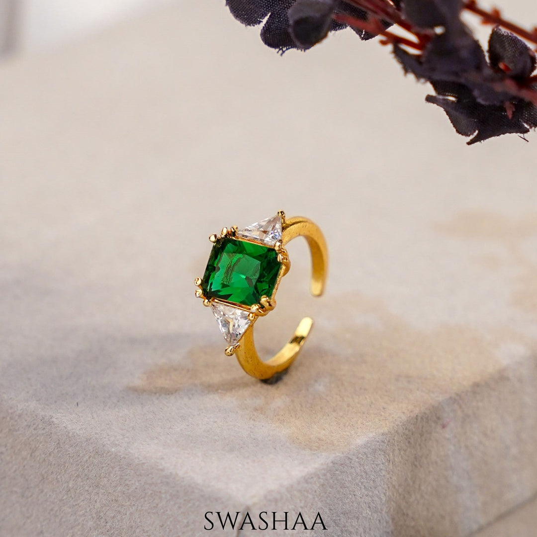 Tanaya Emarald 18K Gold Plated Ring