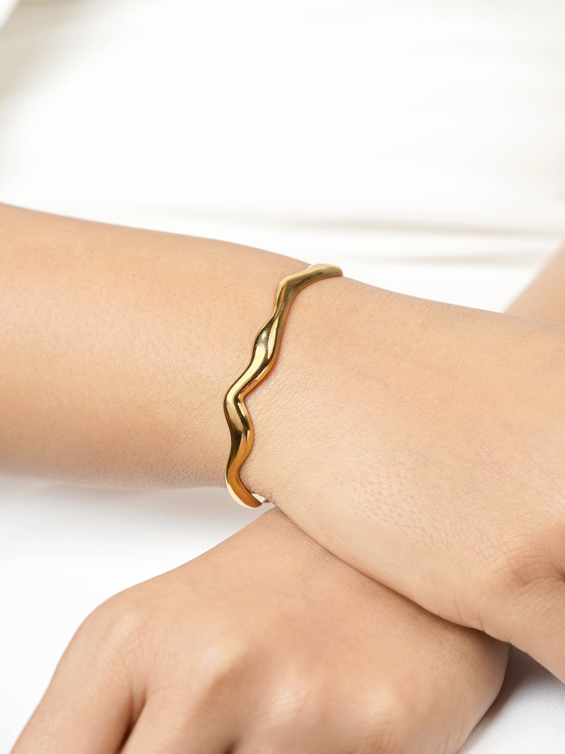 Tanis Wavey 18K Gold Plated Cuff Bracelet