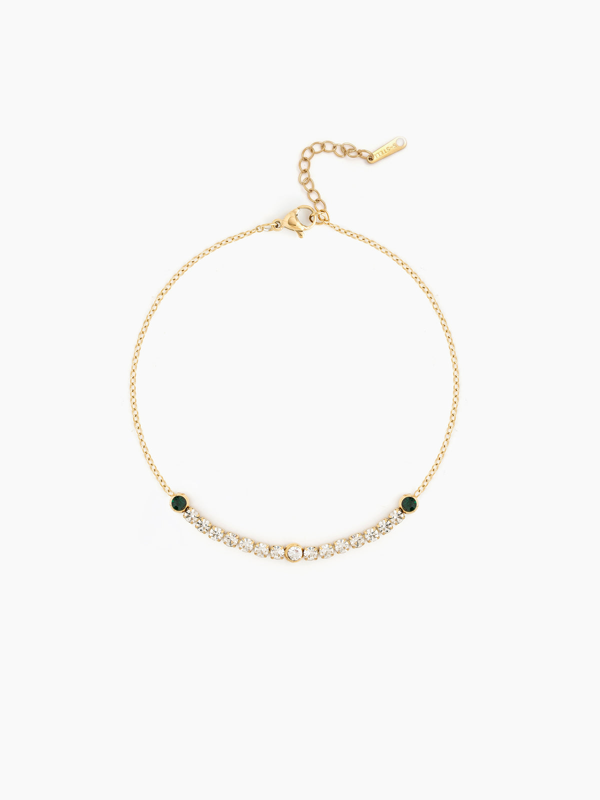 Tansie Green Diamond 18K Gold Plated Women's Anklets