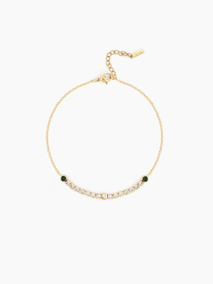 Tansie Green Diamond 18K Gold Plated Women's Anklets