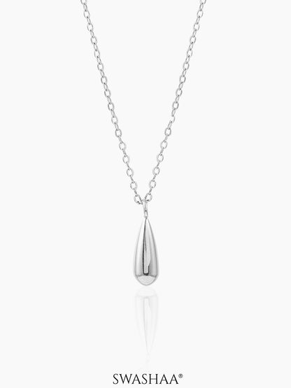 Tarana Teardrop Charm Silver Chain Pendant Necklace