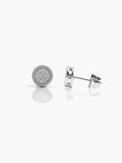 Taren Diamond Clustered Stones Silver Men's Stud Earrings