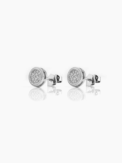 Taren Diamond Clustered Stones Silver Men's Stud Earrings